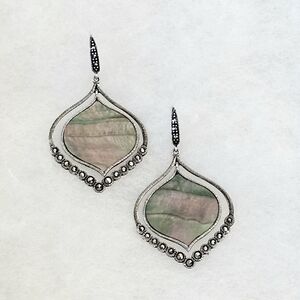 Silpada Sterling Silver Shell Marcasite 'Contour' Dangle Drop Earrings W2990